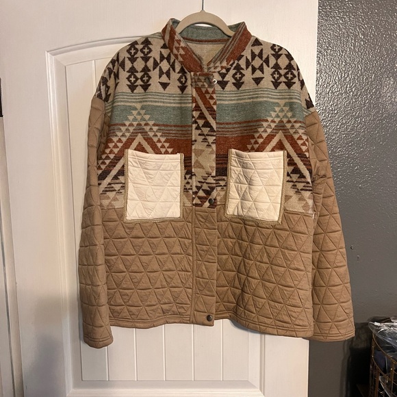 Geometric Patterned Quilted Jacket - Picture 1 of 3